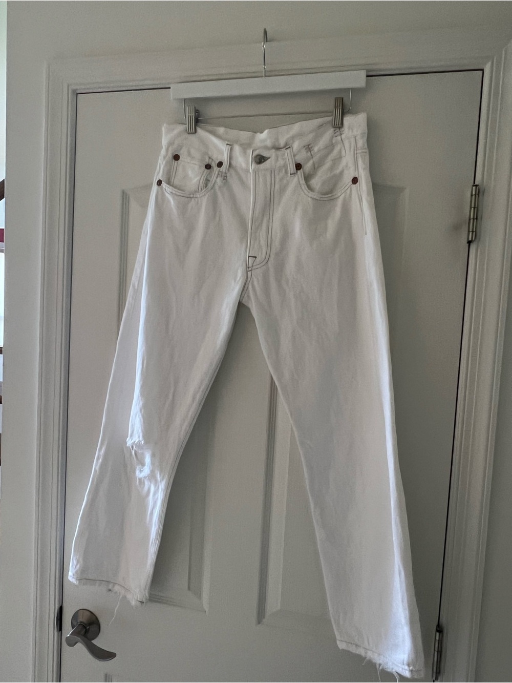 R13 women’s White Straight Jeans